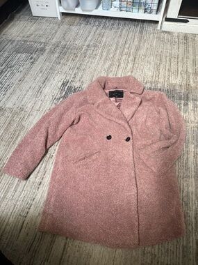 Lucky Brand Dusty Rose Bouclé Double-Breasted Pea Coat